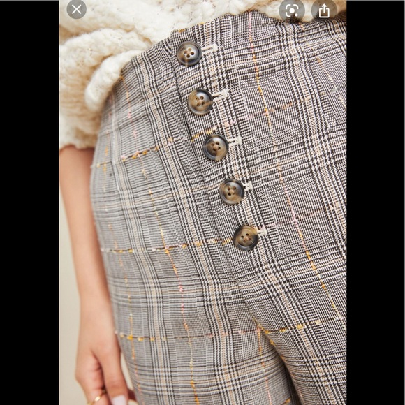 NWT Anthropologie Roma plaid chenille trousers - Picture 3 of 8